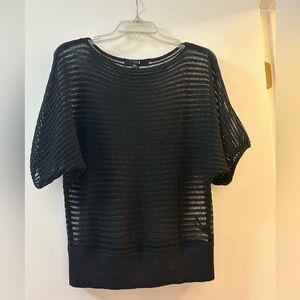 Black - Medium slightly sheer  sweater with light shimmer. Gently worn.